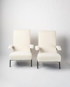 Pair of Guy Besnard Armchairs New Lelievre Upholstery, France 1960's