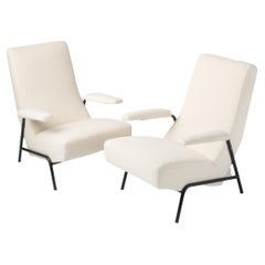 Pair of Guy Besnard Armchairs New Lelievre Upholstery, France 1960's