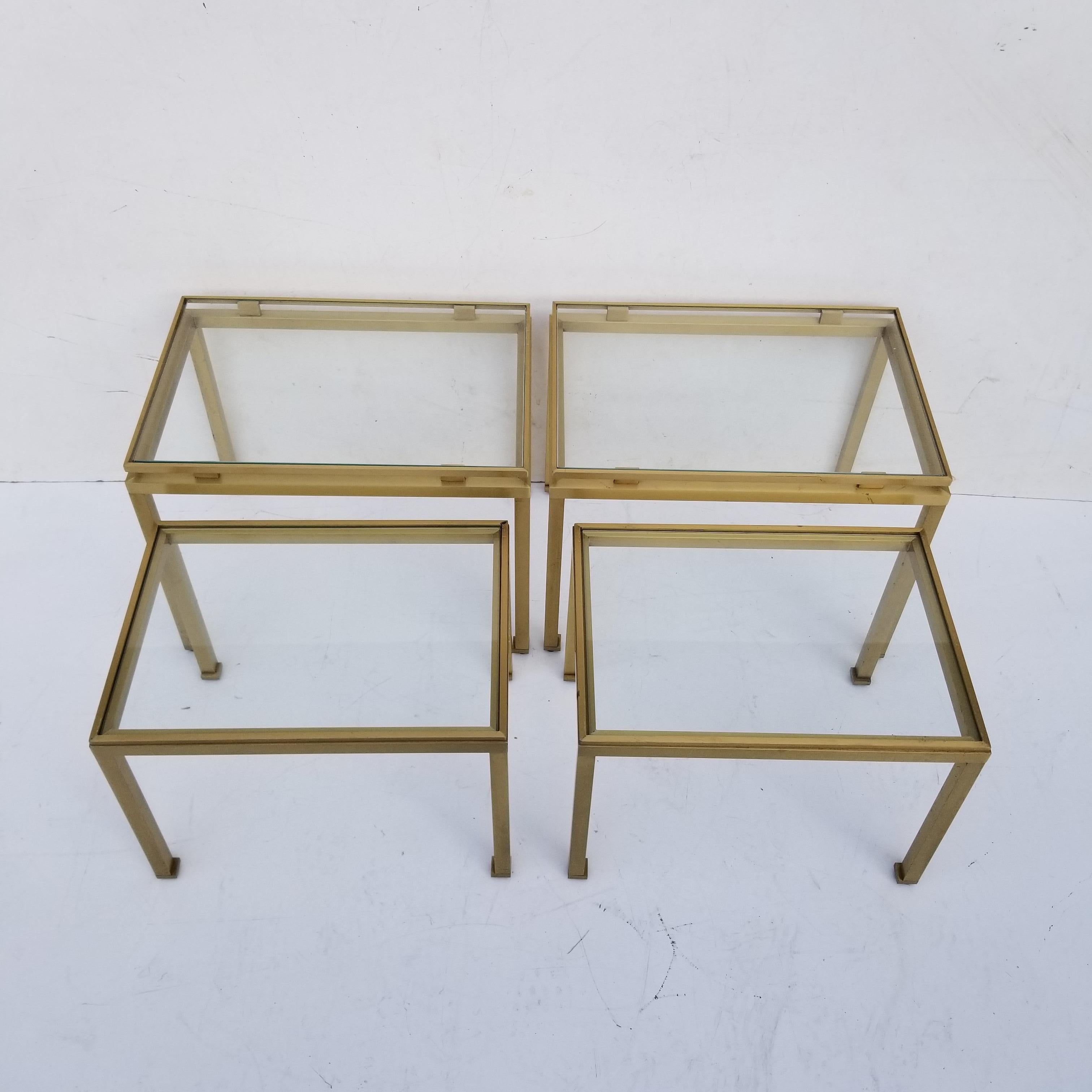 Pair of Guy Lefevre for Maison Jansen Brass and Glass Top Side Table For Sale 10