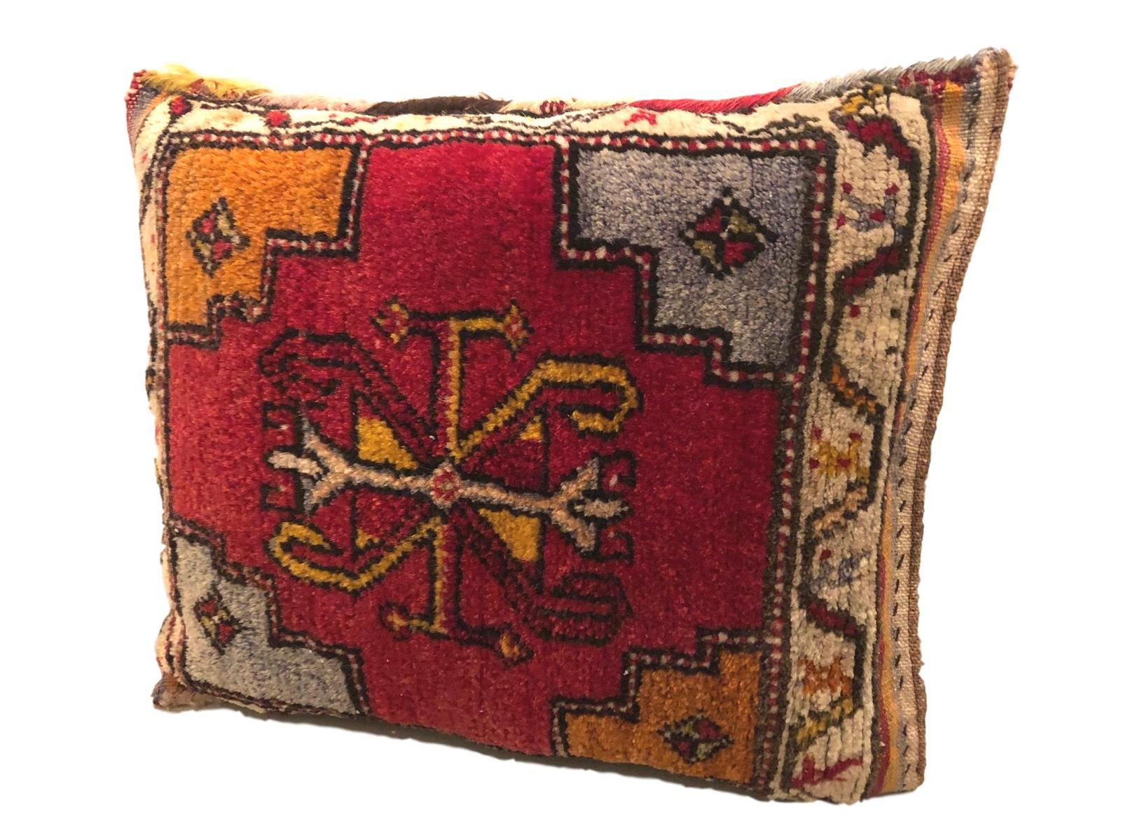 Early 20th Century Pair of Gypsy Turkish Oriental Salt Bag or Rug Embroidery Pillows For Sale