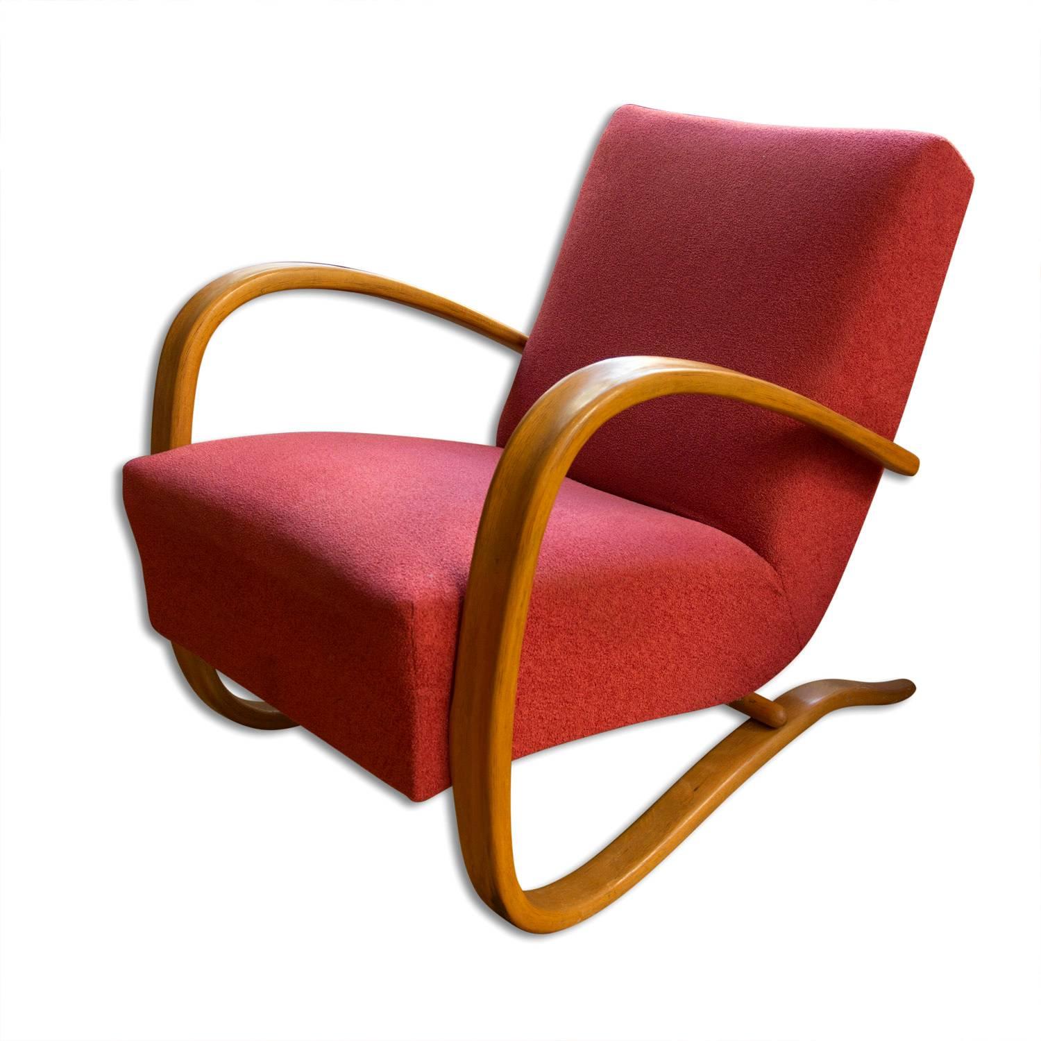 Czech Pair of H-269 Armchairs Designed by Jindrich Halabala for UP Závody Brno