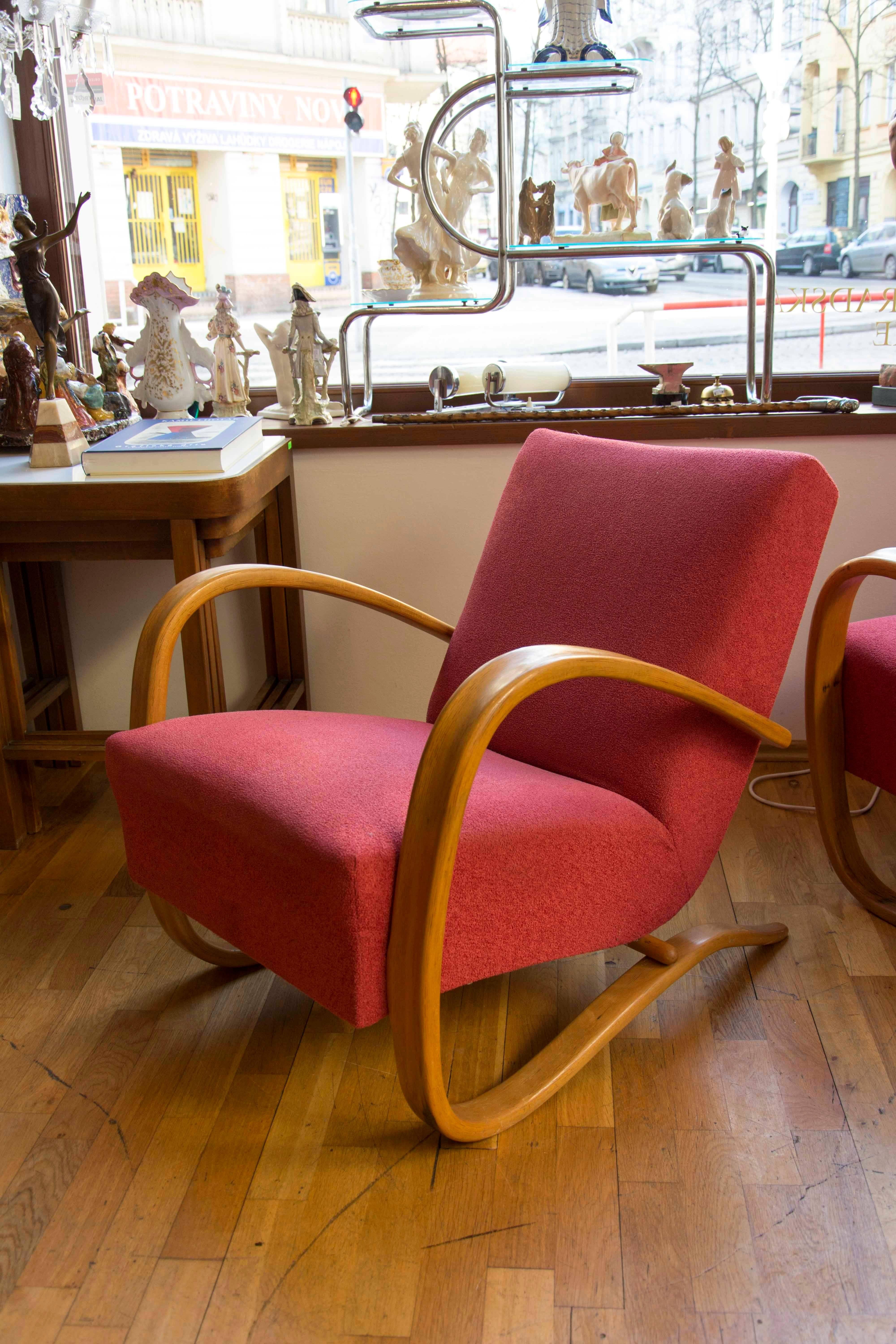 Pair of H-269 Armchairs Designed by Jindrich Halabala for UP Závody Brno In Excellent Condition In Prague 8, CZ