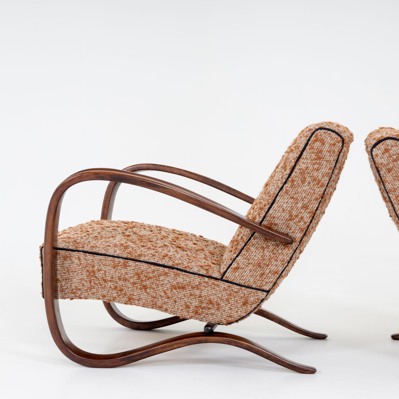 Art Deco Pair of H-269 Lounge Chairs by Jindřich Halabala, Czech Republic 1930s