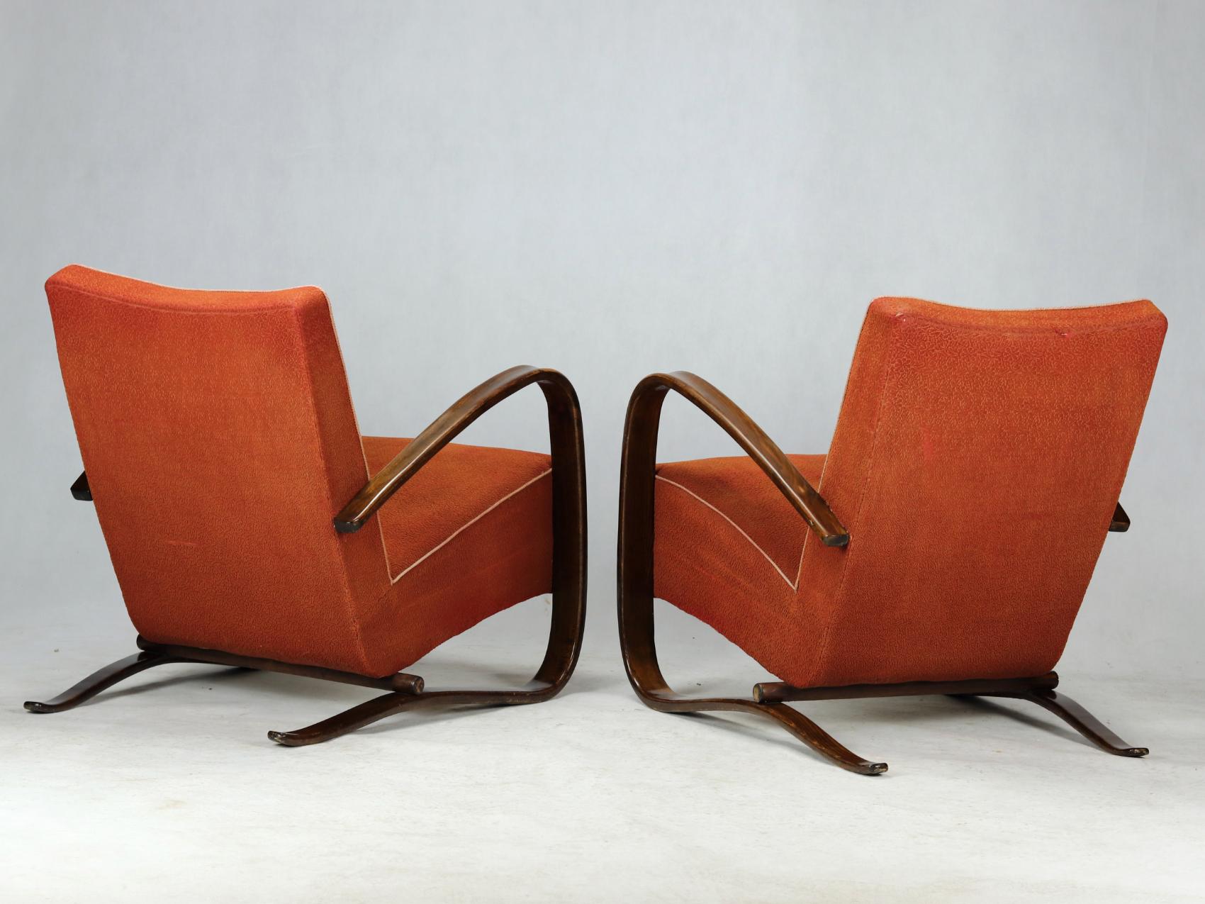 Pair of H 269 Lounge Chairs by Jindřich Halabala for Up Závody Brno, 1930s In Good Condition In Lucenec, SK