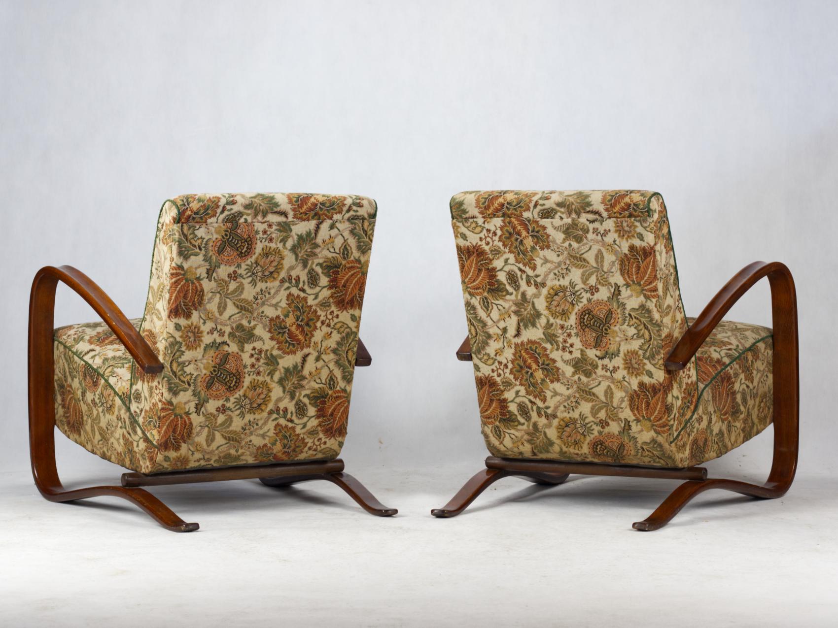 Pair of H 269 Lounge Chairs by Jindřich Halabala for Up Závody Brno, 1930s In Good Condition In Lucenec, SK