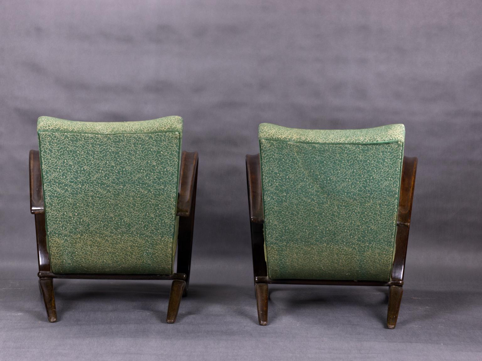 Mid-20th Century Pair of H 269 Lounge Chairs by Jindřich Halabala for Up Závody Brno, 1930s
