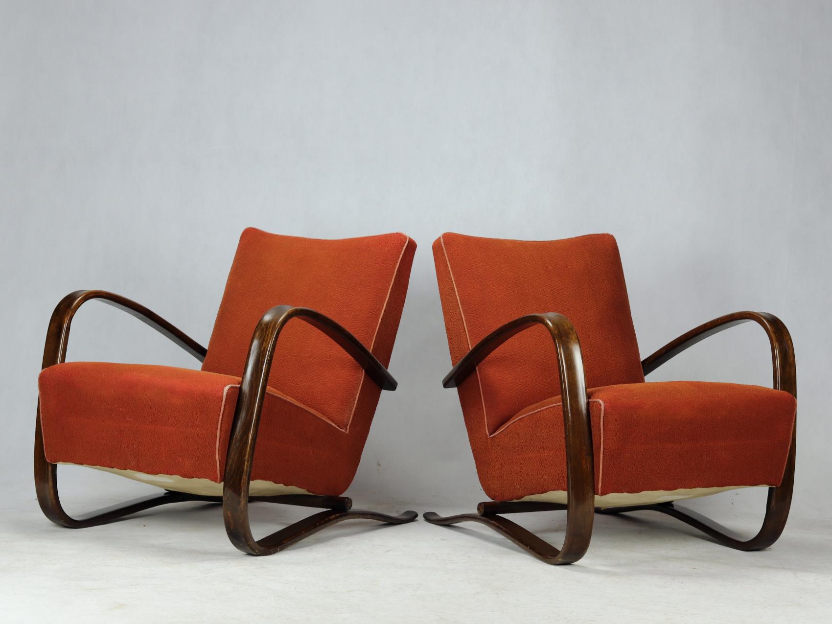 Pair of H 269 Lounge Chairs by Jindřich Halabala for Up Závody Brno, 1930s 1