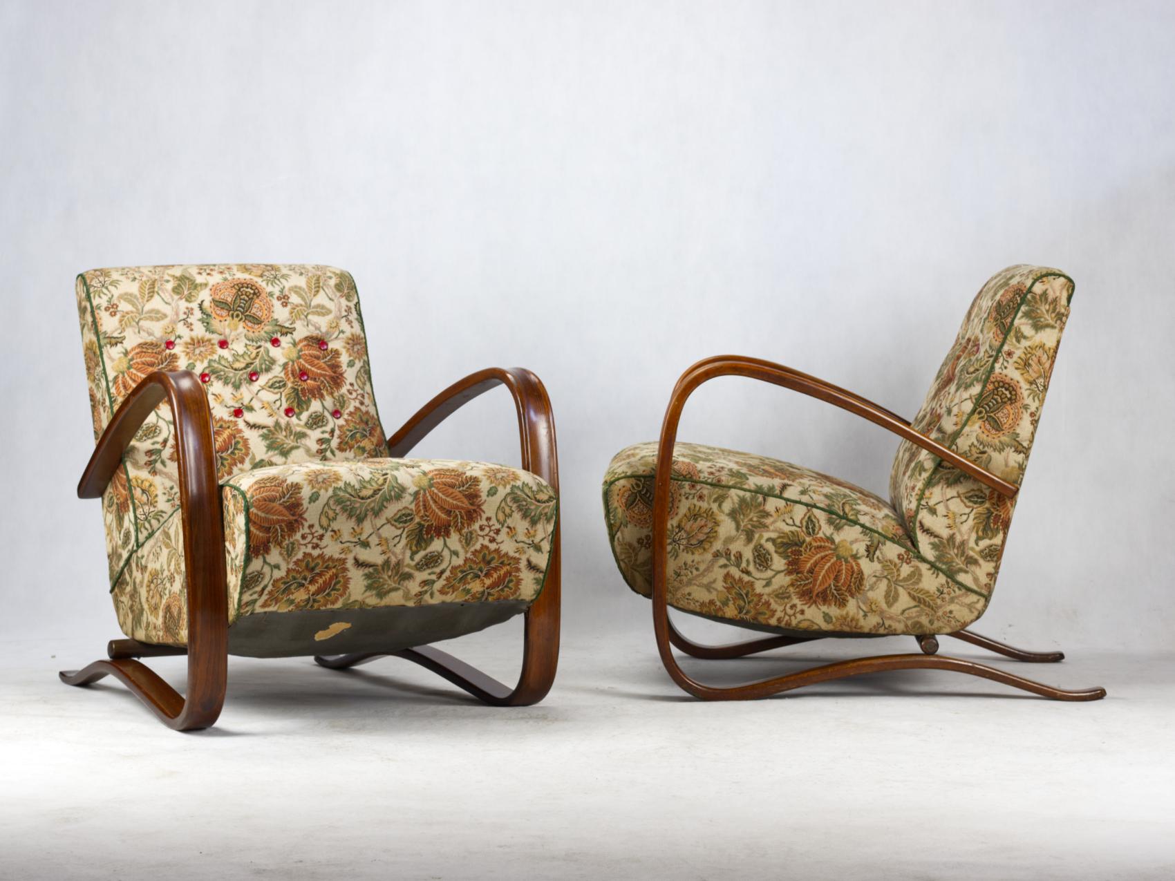 Pair of H 269 Lounge Chairs by Jindřich Halabala for Up Závody Brno, 1930s 1