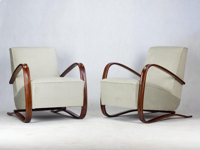 Pair of H 269 Lounge Chairs by Jindřich Halabala for Up Závody Brno, 1930s 2