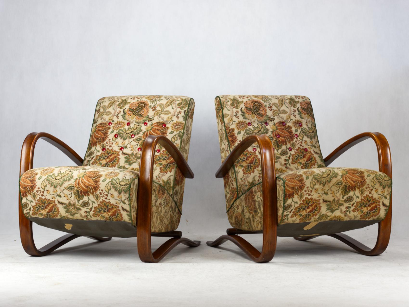 Pair of H 269 Lounge Chairs by Jindřich Halabala for Up Závody Brno, 1930s 2