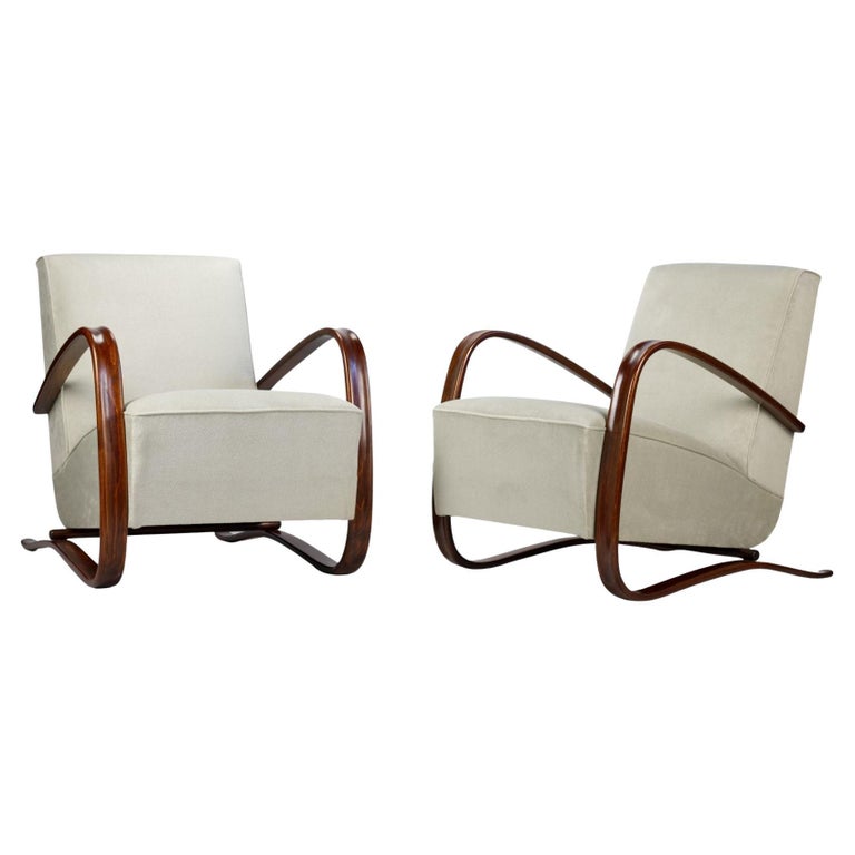 Pair of H 269 Lounge Chairs by Jindřich Halabala for Up Závody Brno, 1930s