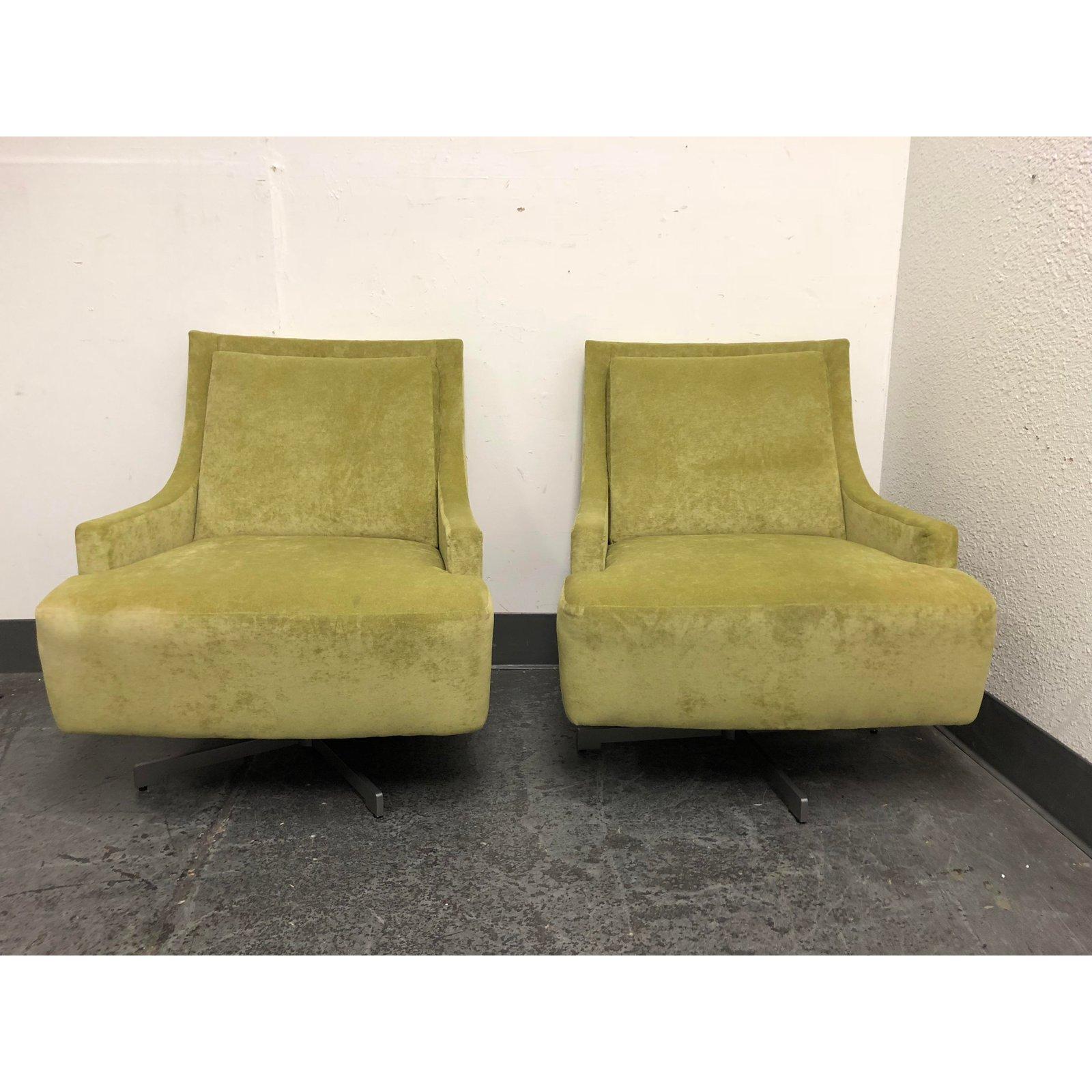 Pair of H B F Barbara Barry Pastel Green Upholstered Scoop Chairs For Sale 3