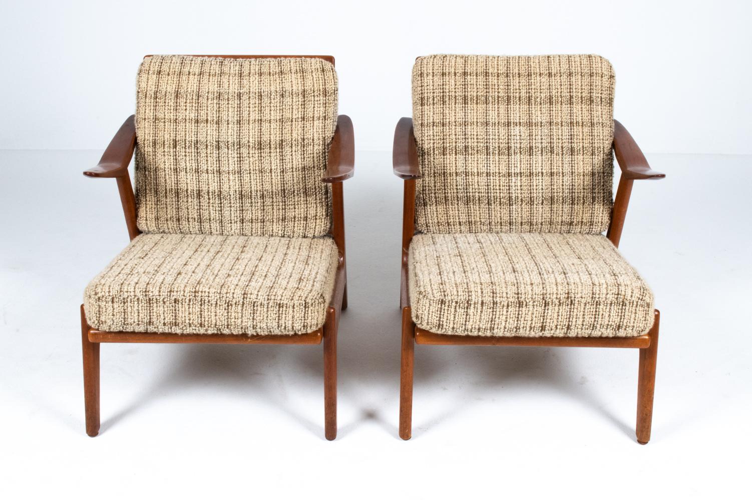 Danish Pair of H. Brockmann-Petersen Teak Lounge Chairs, c. 1960's For Sale