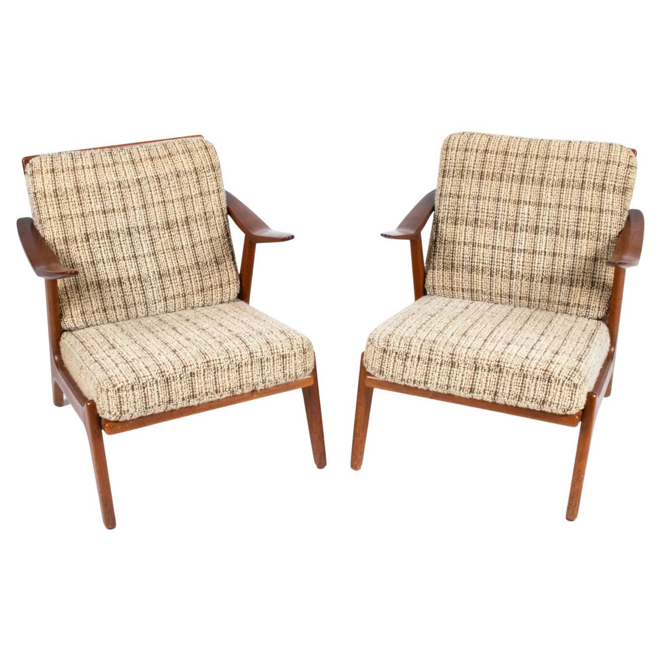 Pair of H. Brockmann-Petersen Teak Lounge Chairs, c. 1960's For Sale