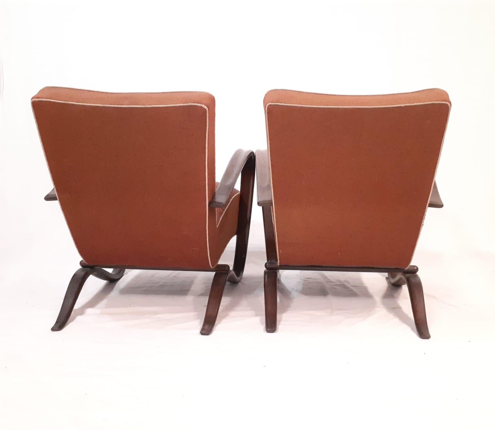 Pareja de sillones H269 de Jindrich Halabala en tapicería original, 1930 en Bueno estado para la venta en Praha, CZ