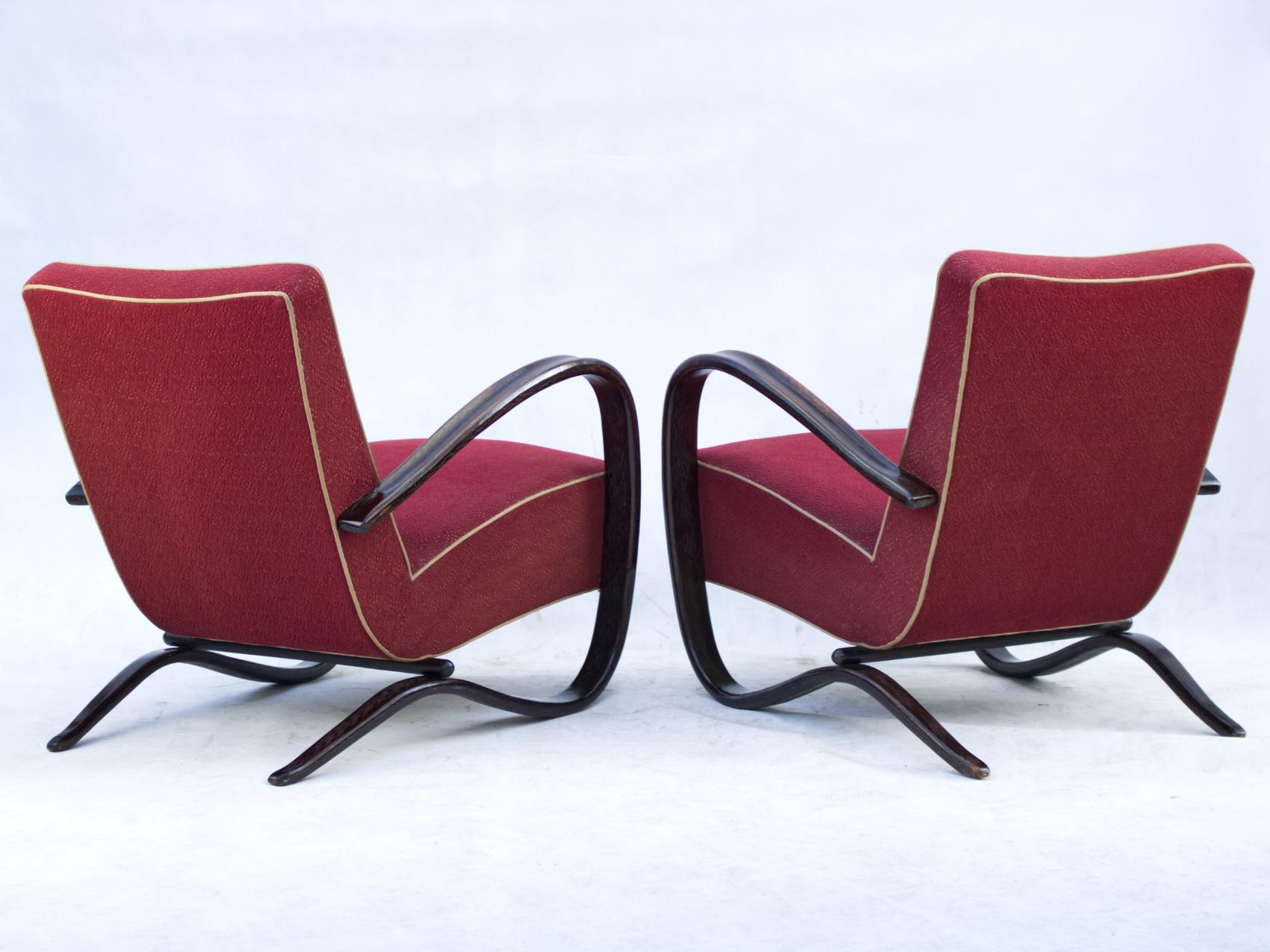 Czech Pair of H269 Lounge Chairs by Jindřich Halabala for UP Závody Brno, 1930s