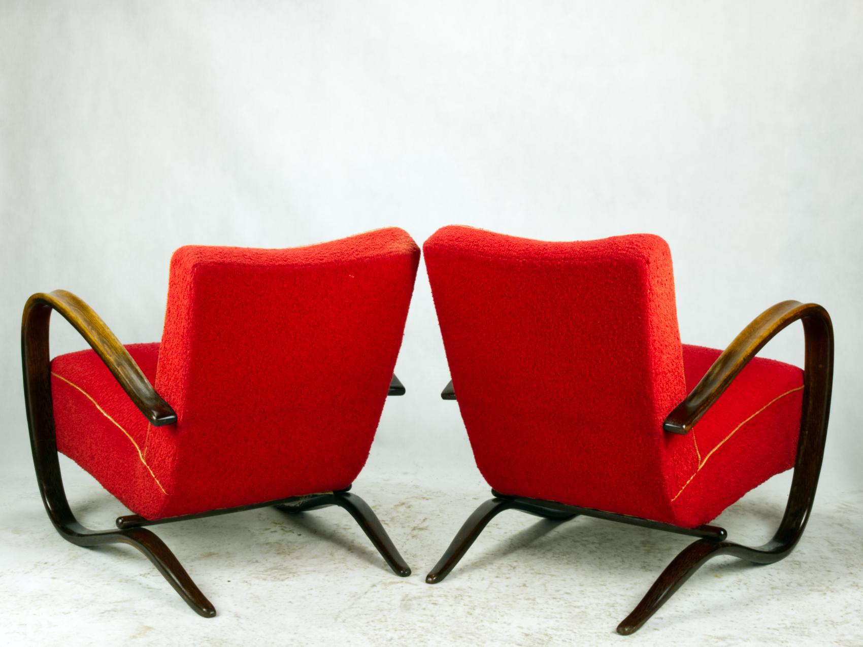 Czech Pair of H269 Lounge Chairs by Jindřich Halabala for Up Závody Brno, 1930s