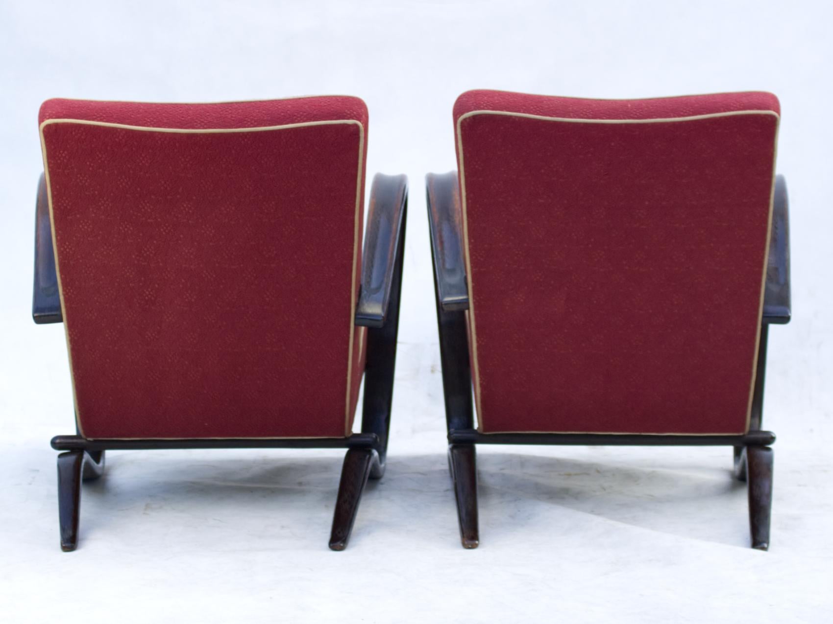 Pair of H269 Lounge Chairs by Jindřich Halabala for UP Závody Brno, 1930s In Good Condition In Lucenec, SK