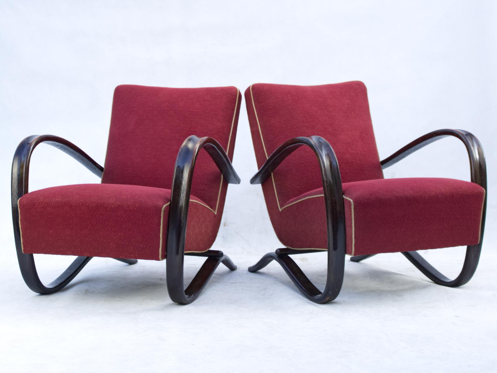 Bentwood Pair of H269 Lounge Chairs by Jindřich Halabala for UP Závody Brno, 1930s