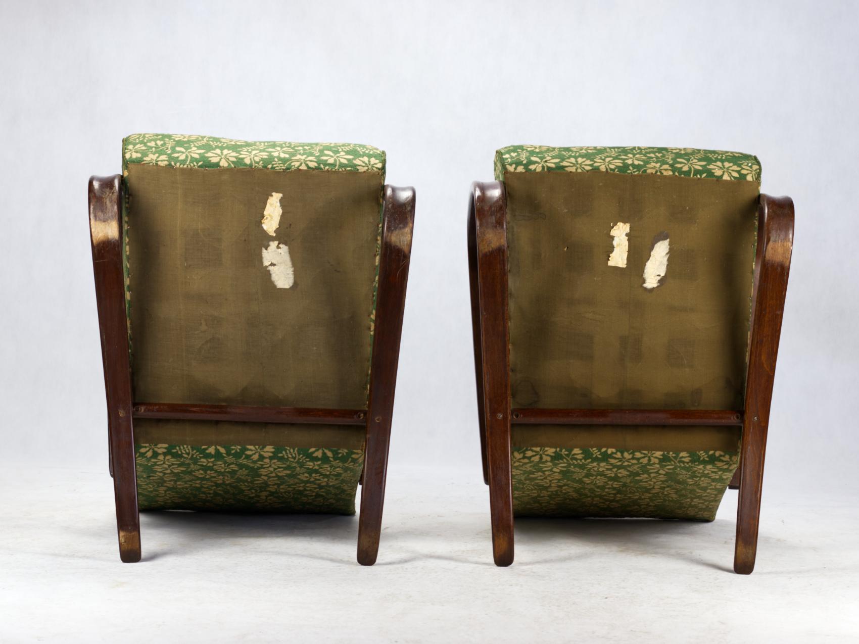 Bentwood Pair of H269 Lounge Chairs by Jindřich Halabala for Up Závody Brno, 1930s