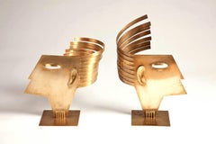 Pair of Hagenauer Style Brass Figural Female Sculptures