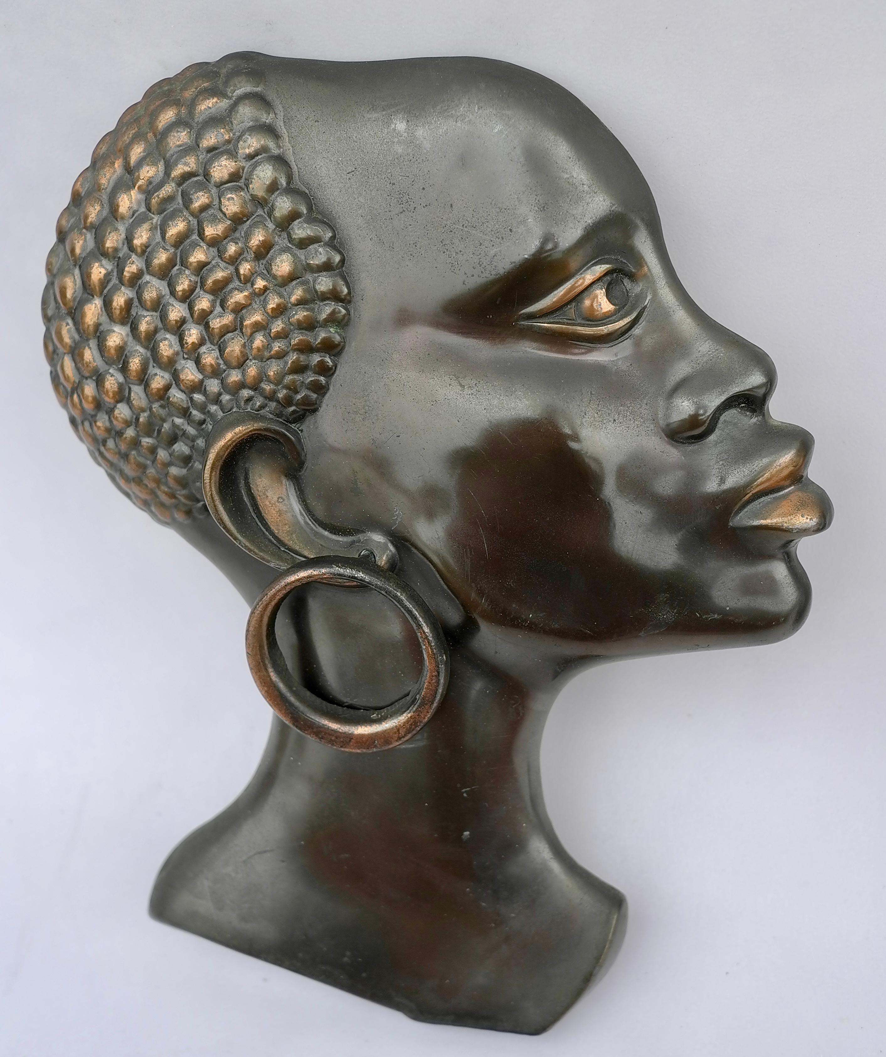 bronze african head