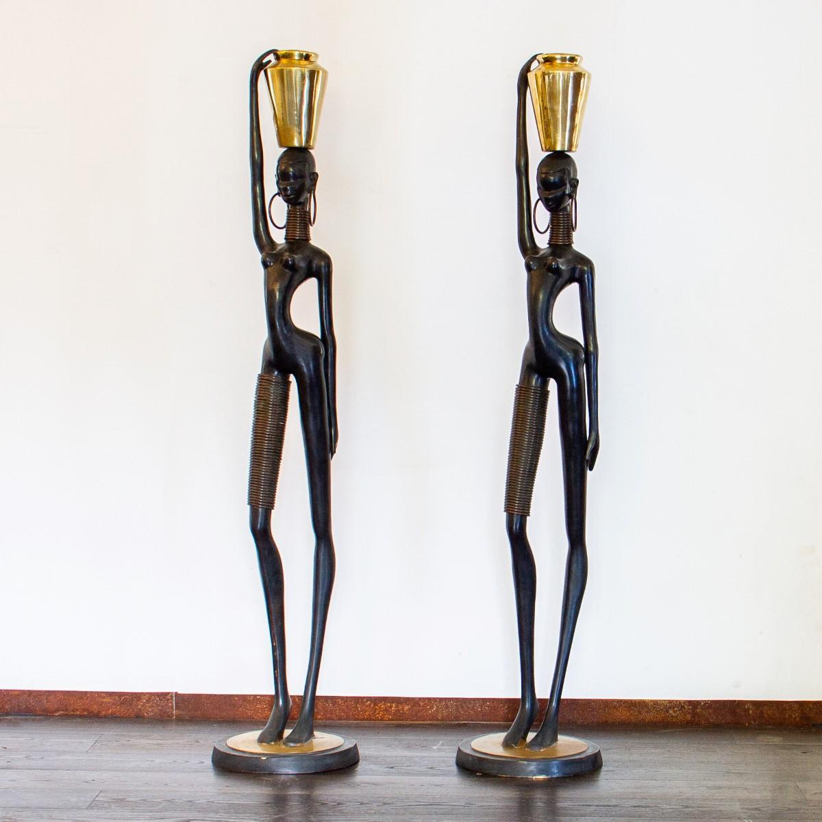 Pair of Hagenauer Style Nubian Figures, 1970s 1