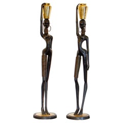 Coppia di figure nubiane in stile Hagenauer, anni '70