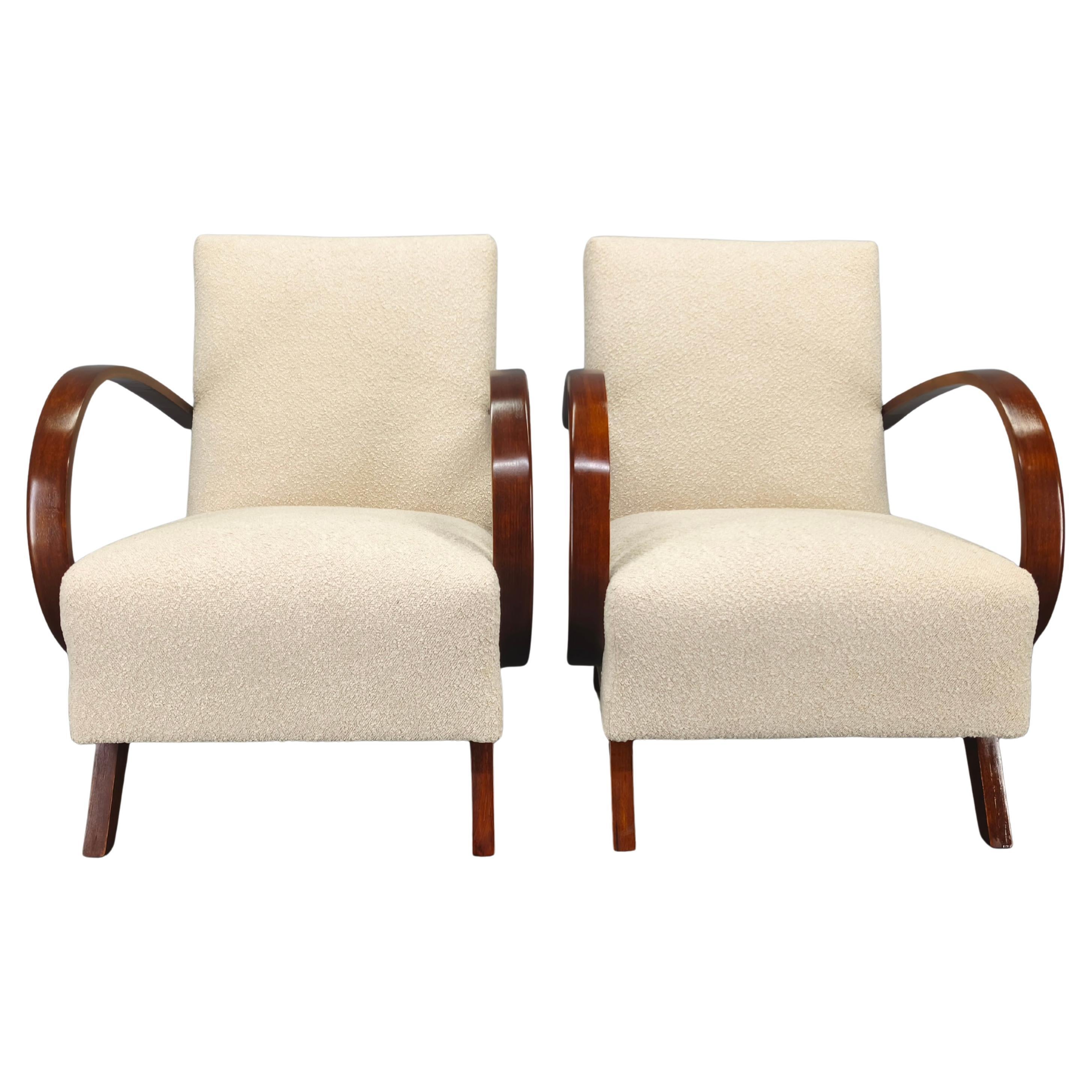 Pair of Halabala Art Deco Armchairs, 1940s