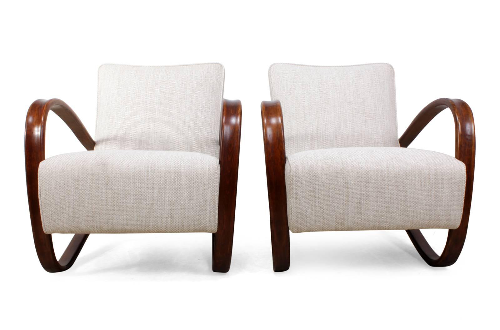 Art Deco Pair of Halabala Chairs Model H269