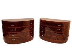 Pair Of Half Circle Art Deco Commodes With Bakelite Hardware American C.1930