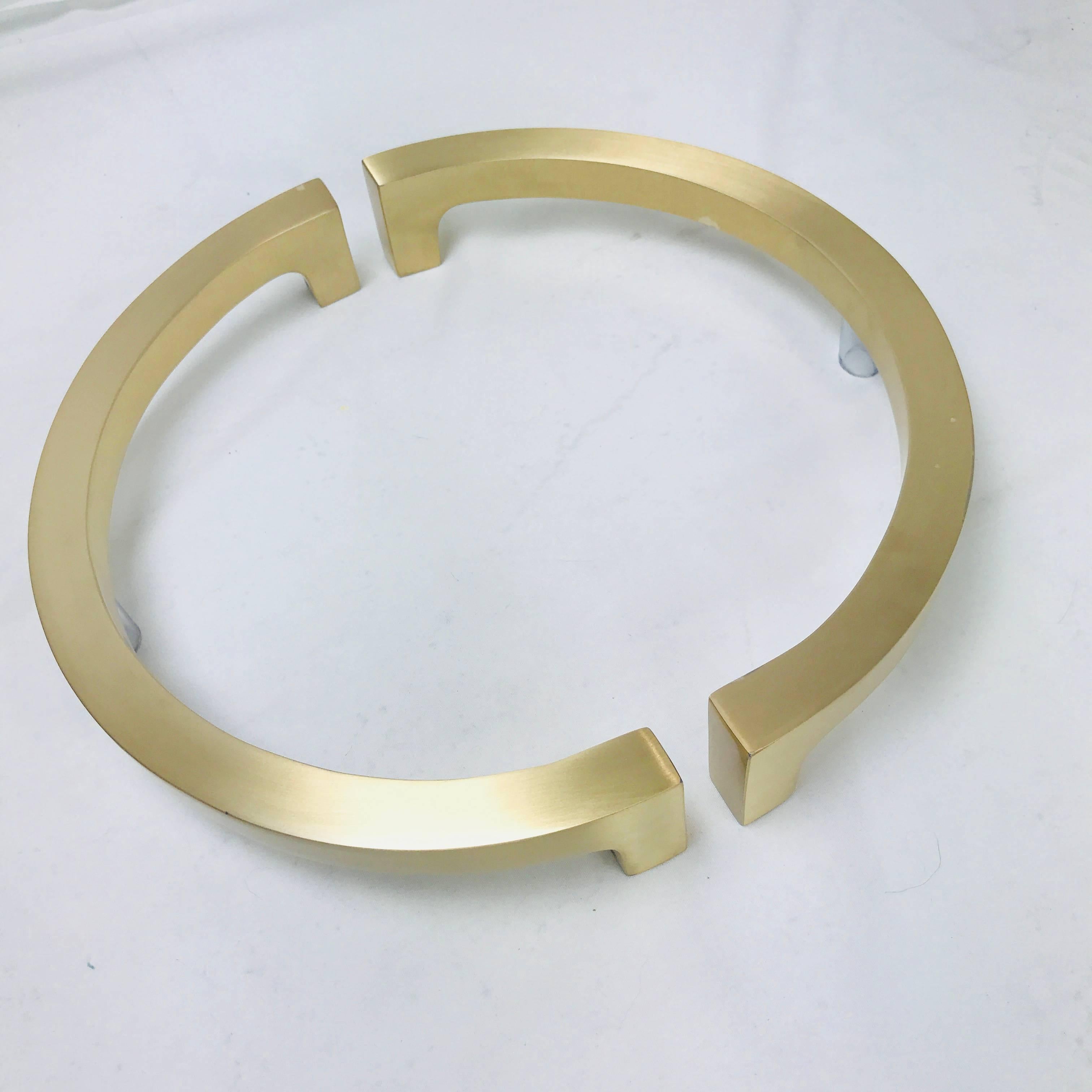 Modern Pair of Half Circular Brass Entry Door Pulls