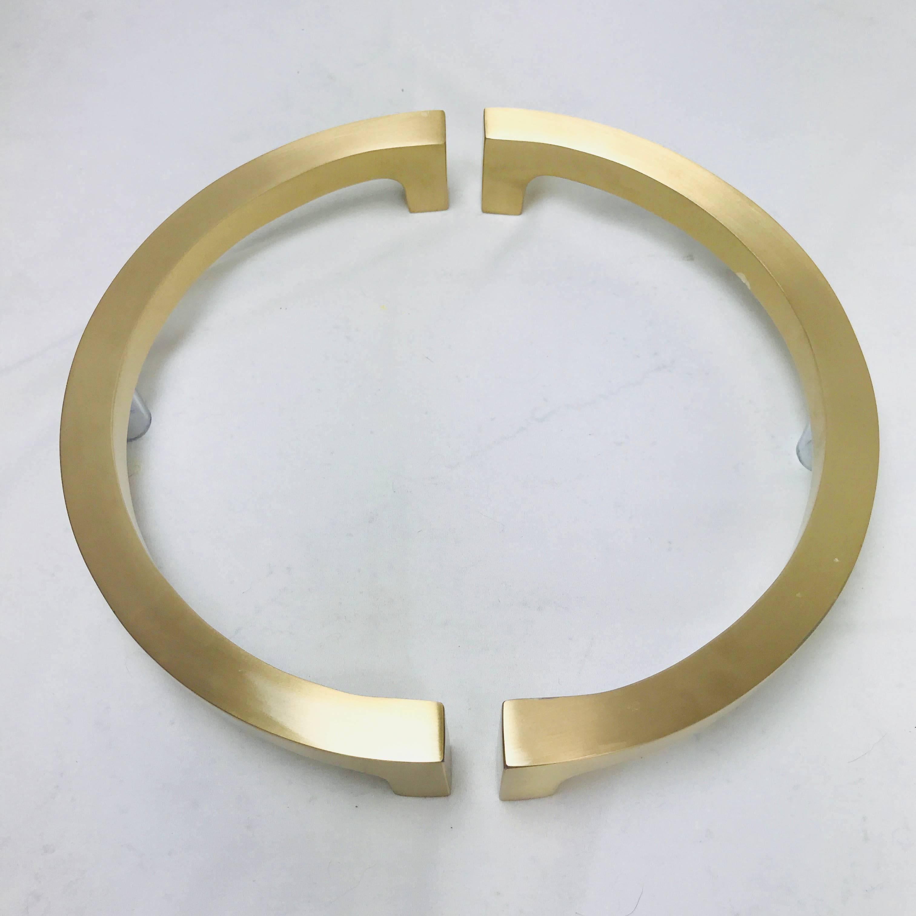 Contemporary Pair of Half Circular Brass Entry Door Pulls