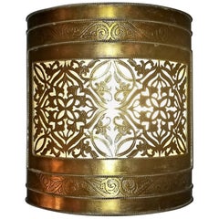 Pair of Half Cylindrical Moroccan Copper Wall Sconce, Short
