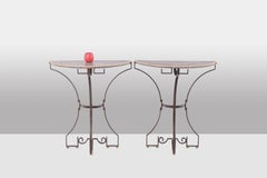 Pair of half-moon shaped consoles. Artisan work.