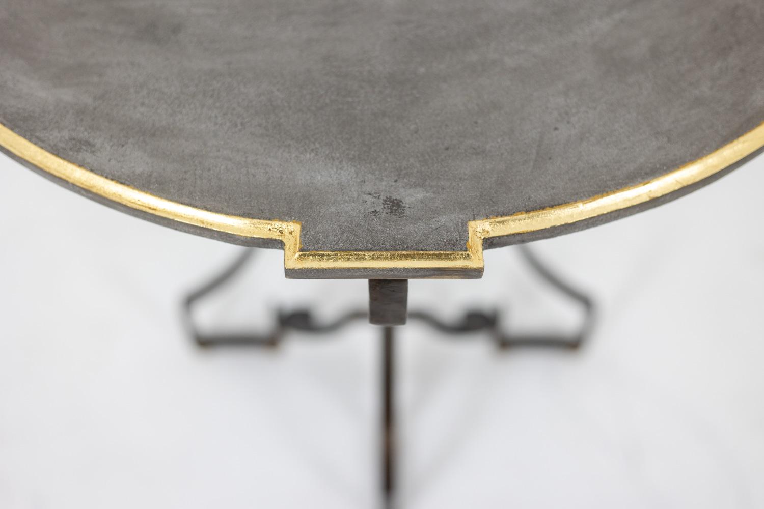 Metal Pair of half-moon shaped consoles. Artisan work. For Sale