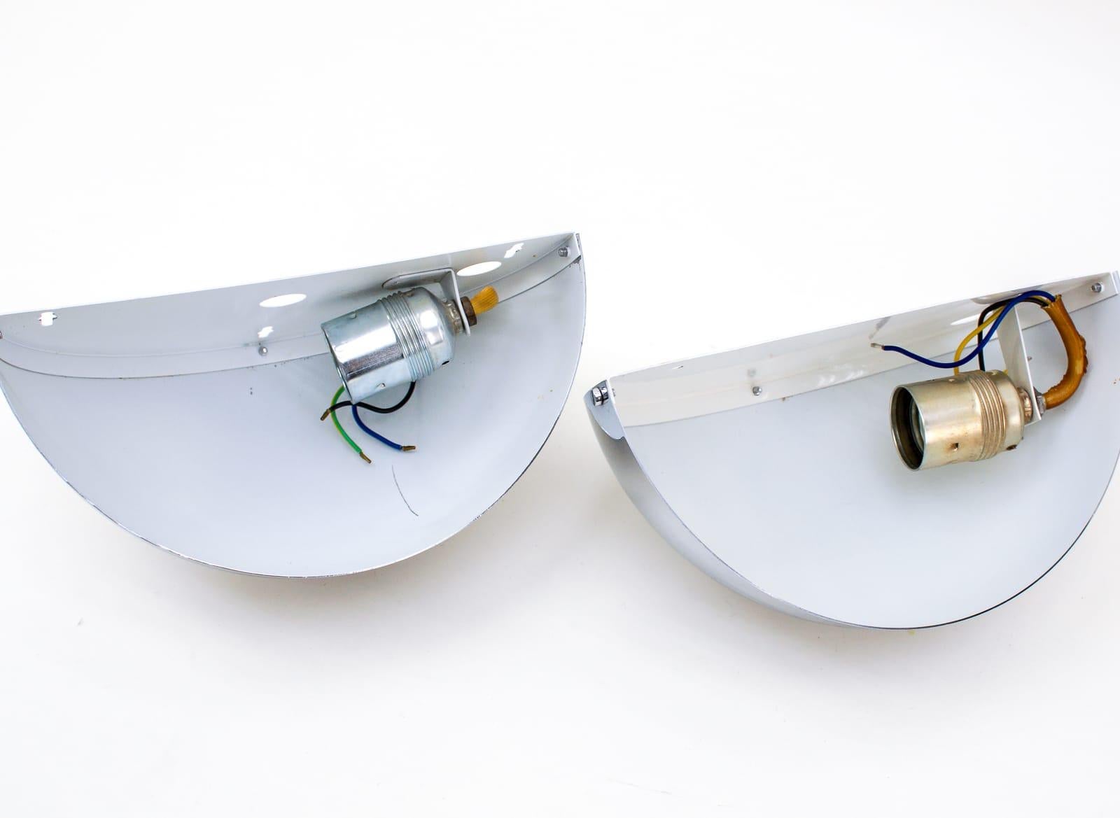 Pair of Half Round Space Age Chrome Wall Lamps by Leola, 1970s Germany 5