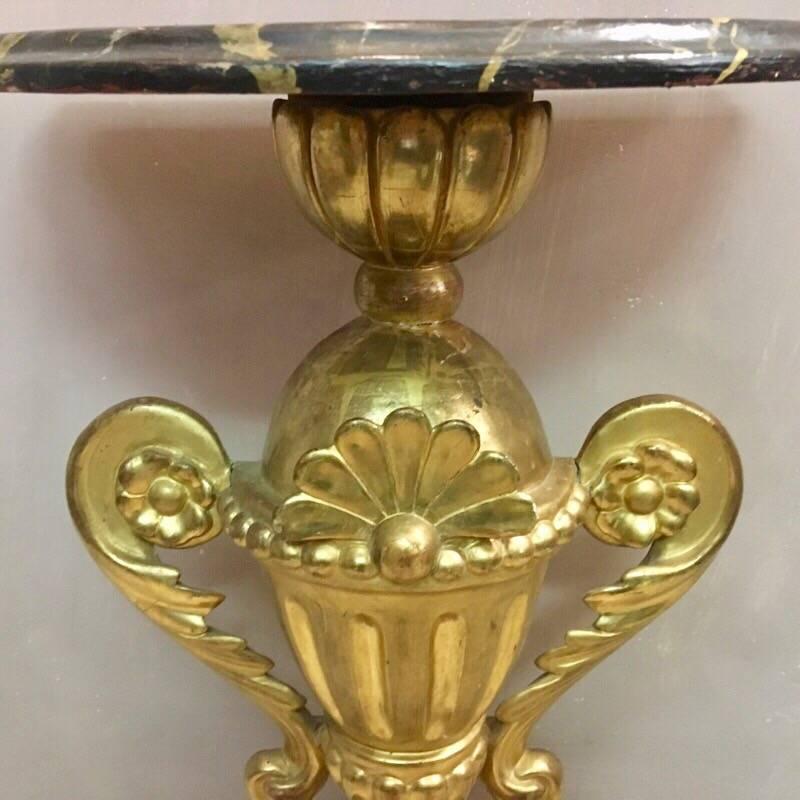 Pair of Half Round Tables Gold Leaf, Late 19th Century In Good Condition For Sale In Florence, IT