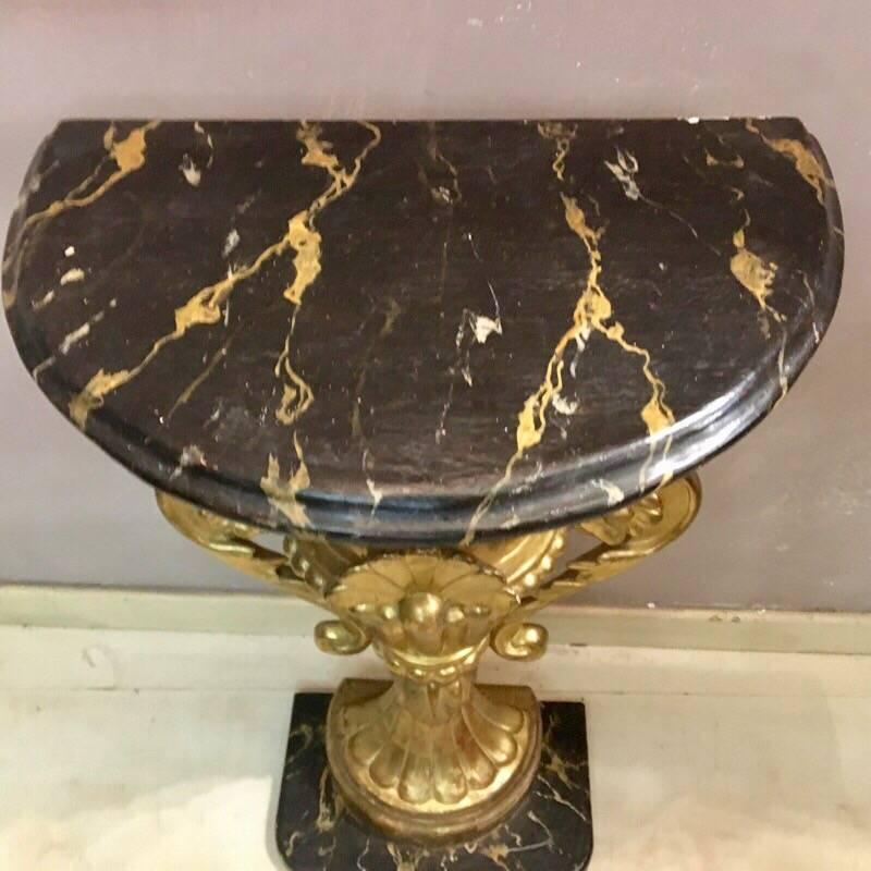 Pair of Half Round Tables Gold Leaf, Late 19th Century For Sale 1