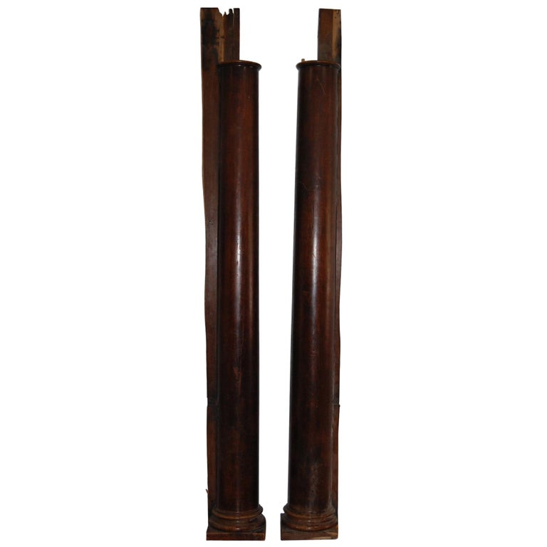 Half Rounded Columns Pair of Half Round Walnut Tapered Columns, circa 1850 at 1stDibs
