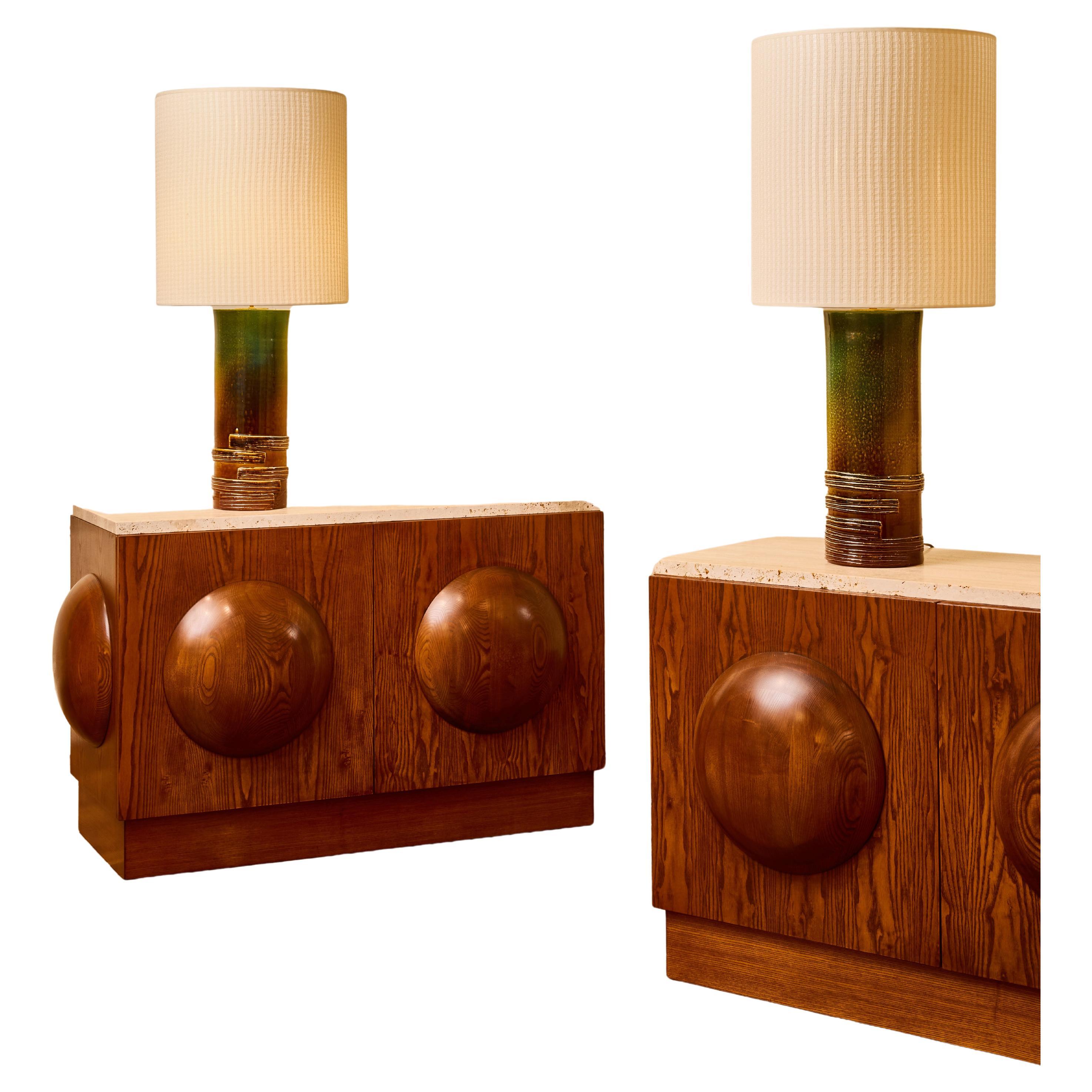 Paire d'armoires Half Sphere en bois par Studio Glustin