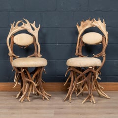 Pair of Hall Antler Horn Chairs by Schirato, Italy