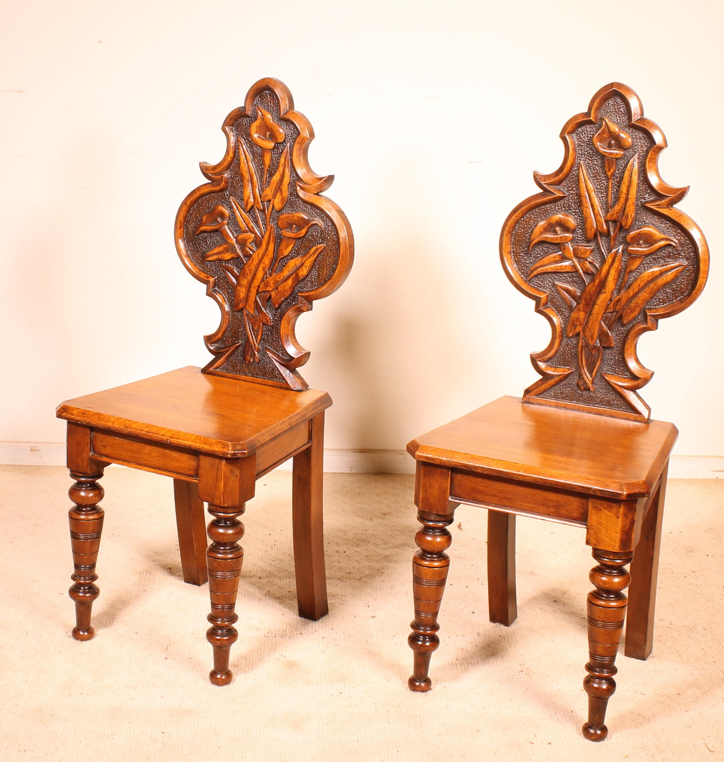 20th Century Pair of Hall Chairs Art Deco, Early 20 Century, England For Sale
