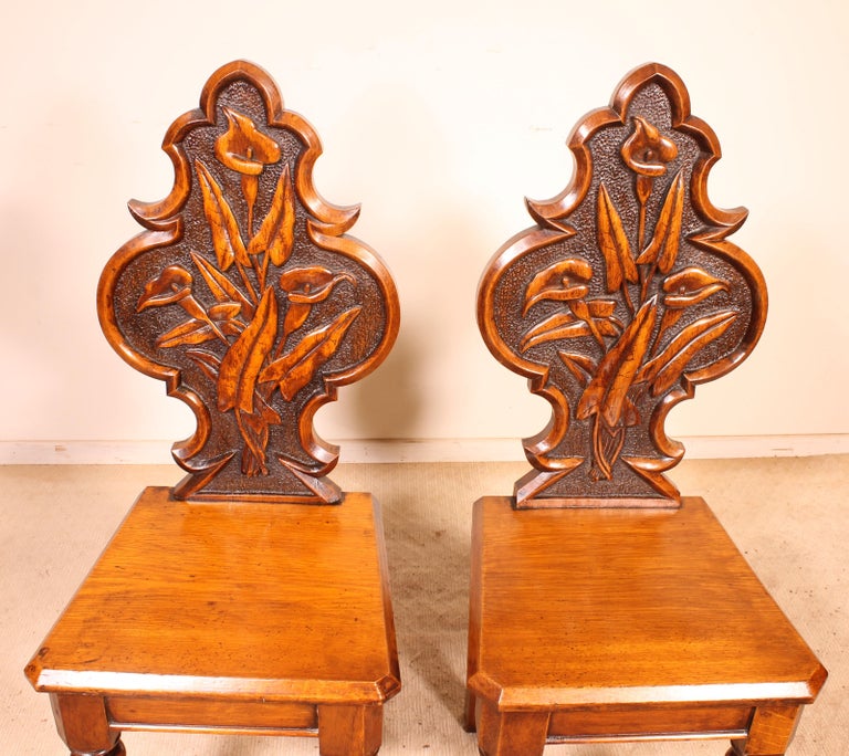 Pair of Hall Chairs Art Deco, Early 20 Century, England For Sale at 1stDibs
