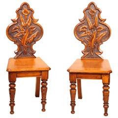 Vintage Pair of Hall Chairs Art Deco, Early 20 Century, England