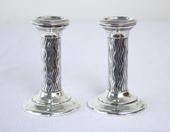 Pair of Hallmarked Arts & Crafts Silver Candlesticks