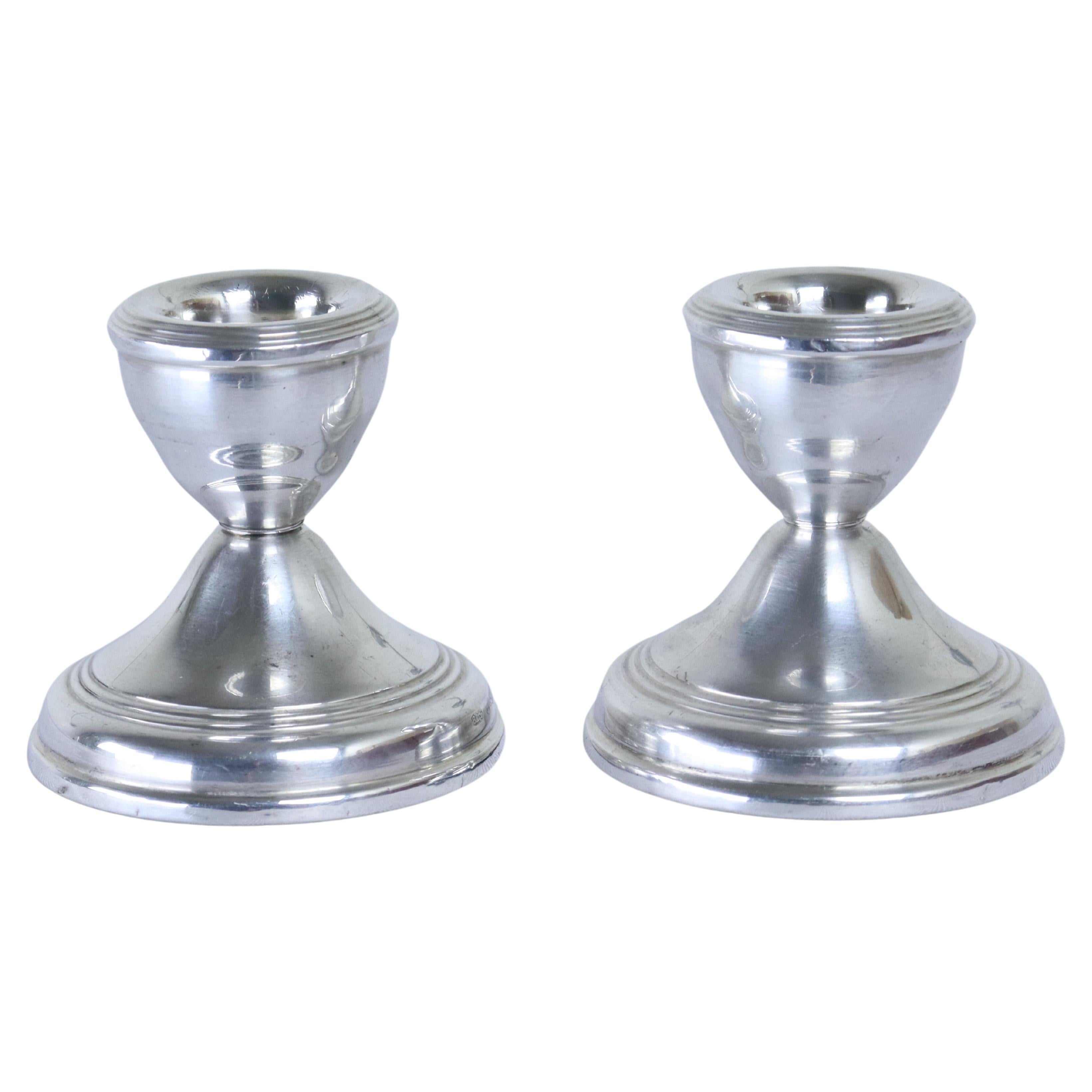 Pair of Hallmarked Sterling Silver Candlesticks by Broadway & Co., Birmingham For Sale