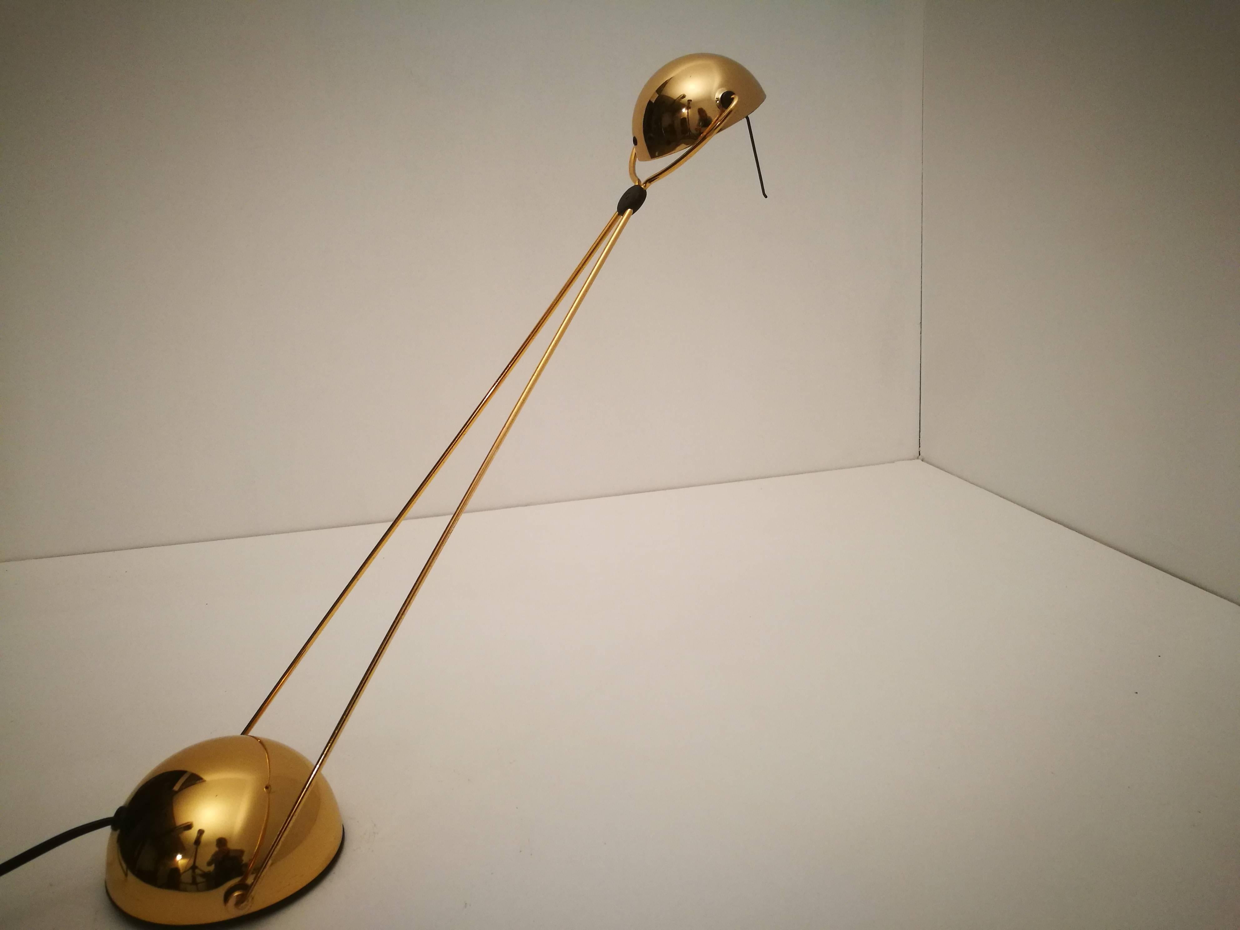 Pair of Halogen Table Lamps from Stephano Cevoli Gold-Plated, 1980s, Italy In Good Condition In Rijssen, NL