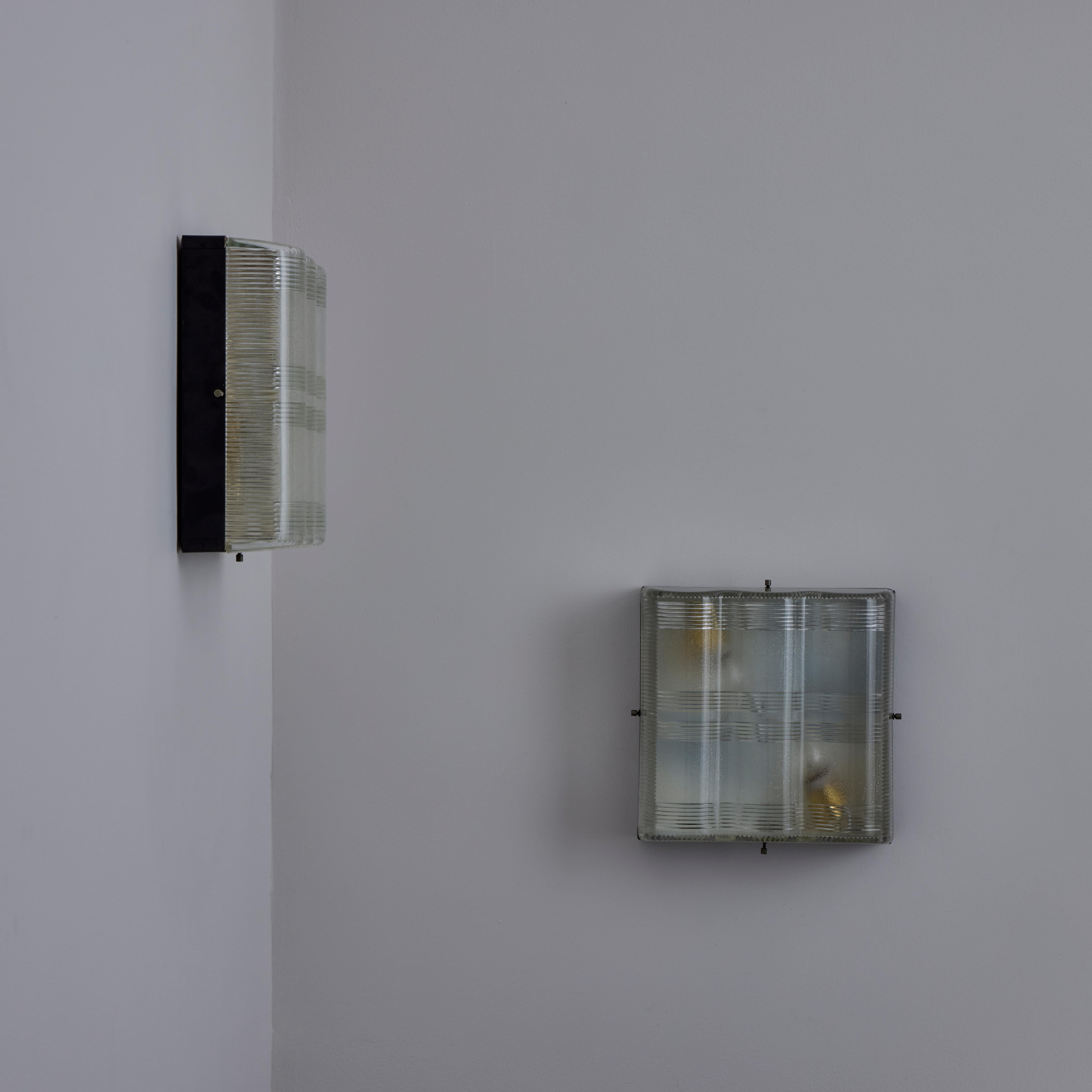 Mid-Century Modern Pair of Halophane Sconces For Sale