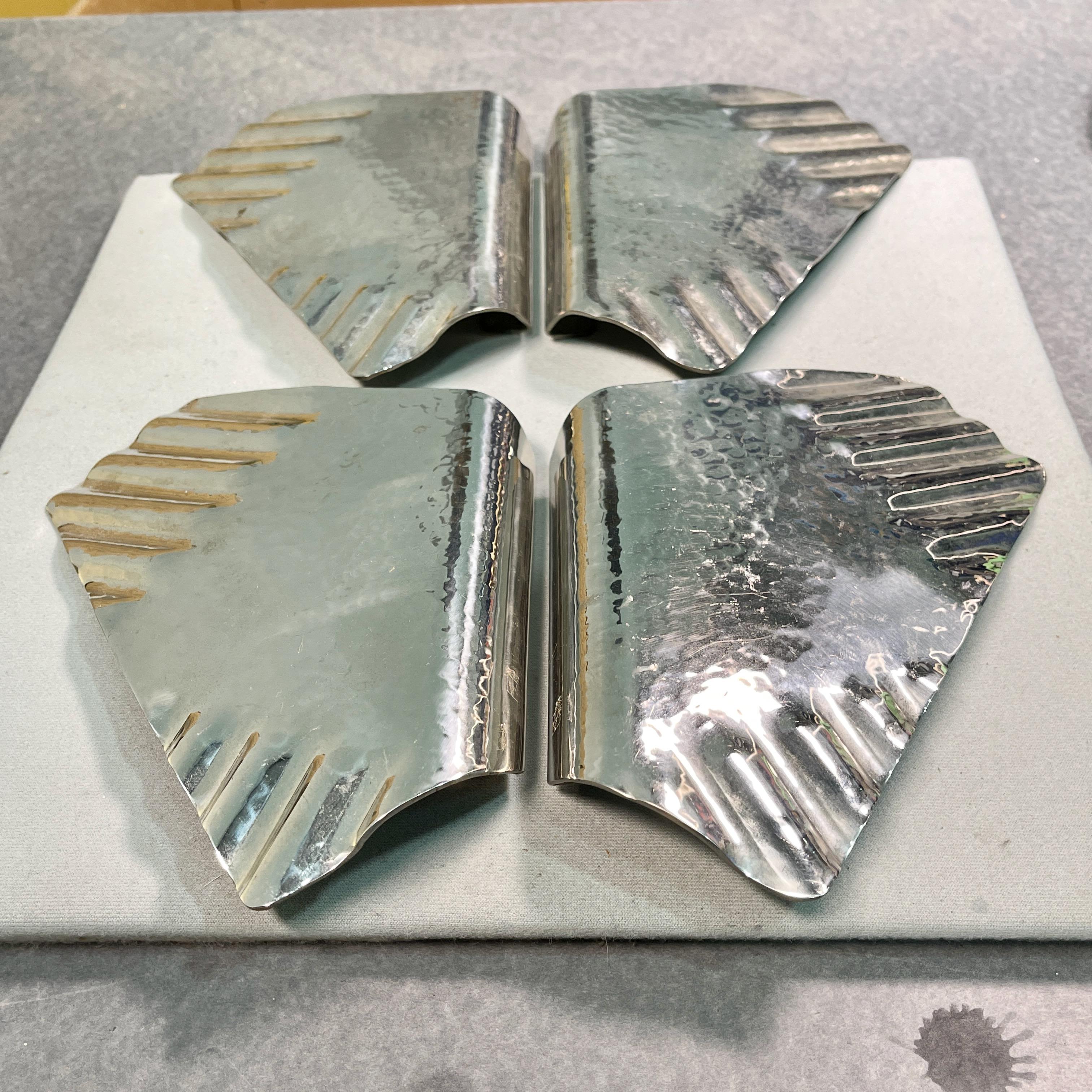 Paire de poignées de porte en aluminium martelé x2 en vente 3